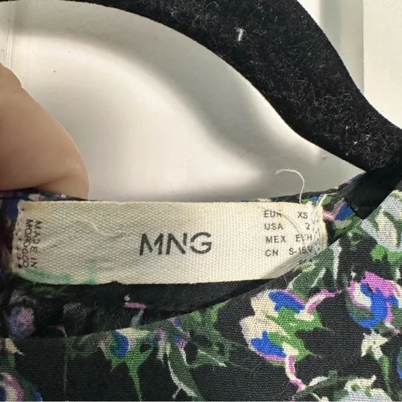 Mango Matching Set! XS/S Maxi Skirt + Blouse- Black Tiered- Purple Floral Print - Picture 13 of 14